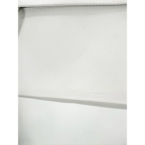 Off White White Leather Embossed Diagonal Stripe Soft Binder Clip Shoulder Bag - Picture 9 of 12